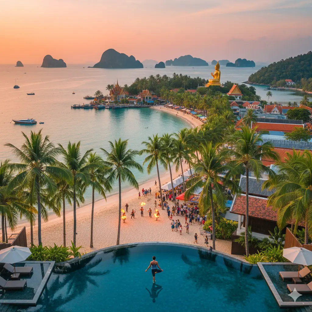 Luxury beachfront palm trees and white sand in Koh Samui by RGM Travel