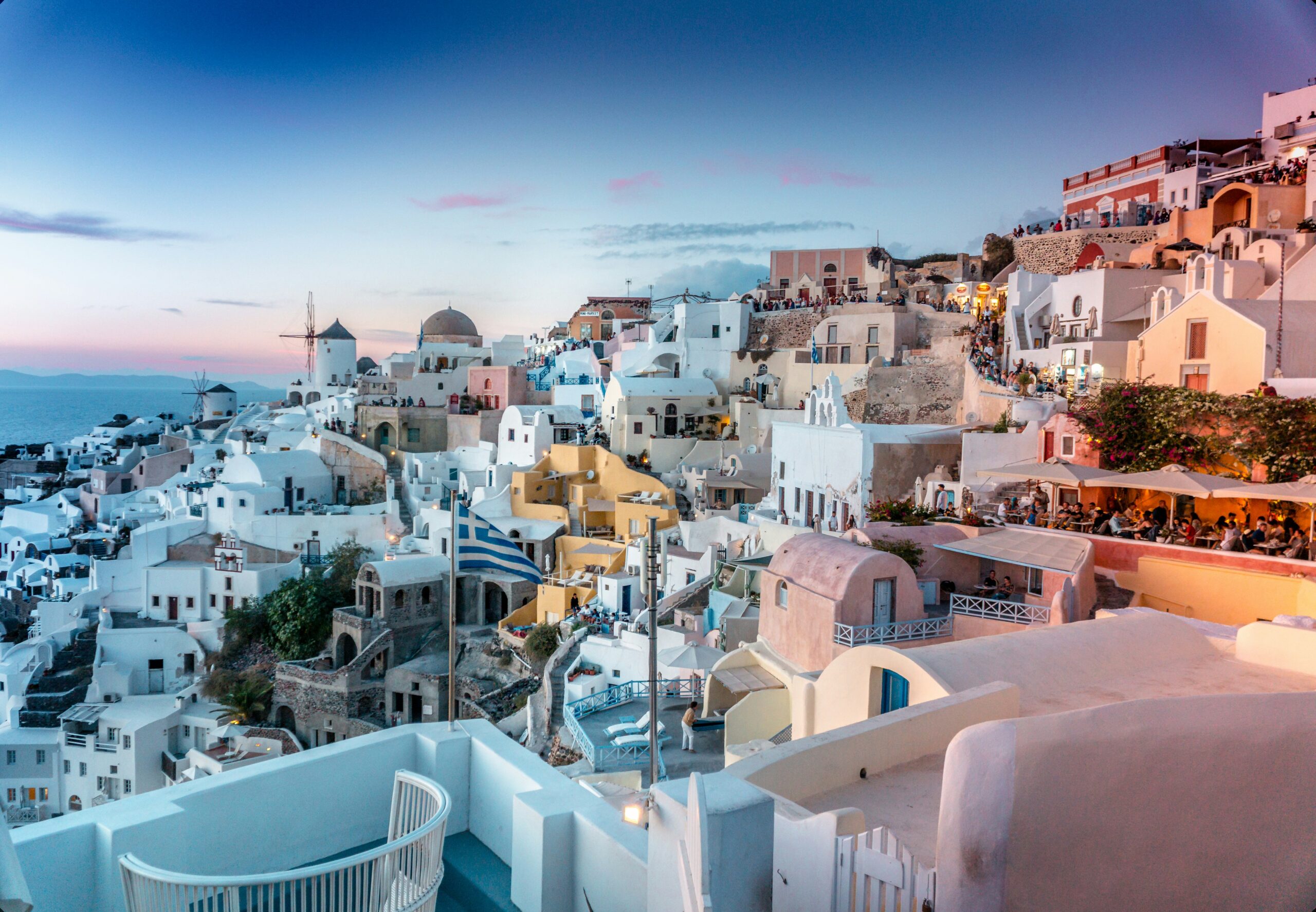 Iconic sunset over Oia Santorini