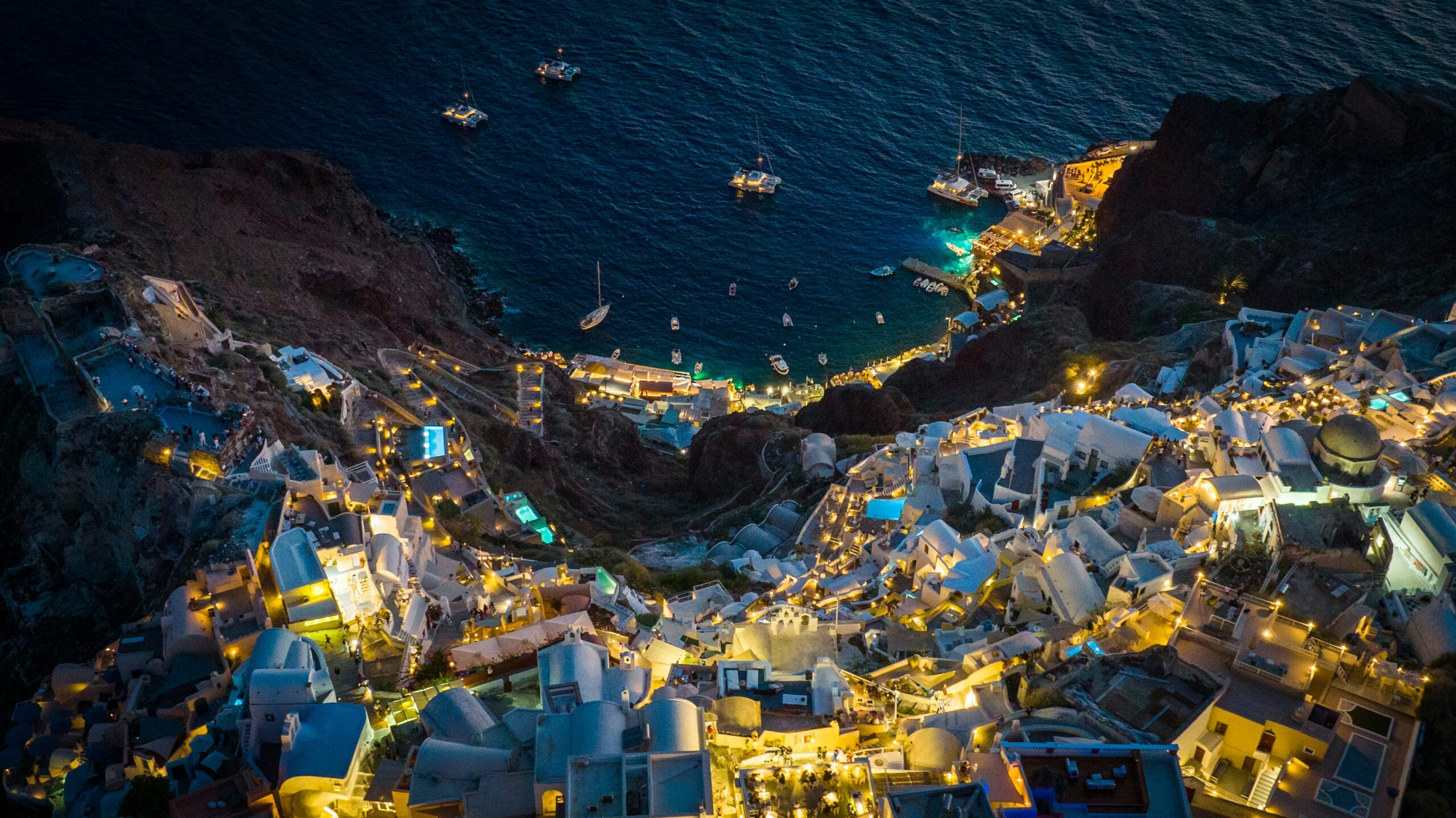 Santorini lights at night